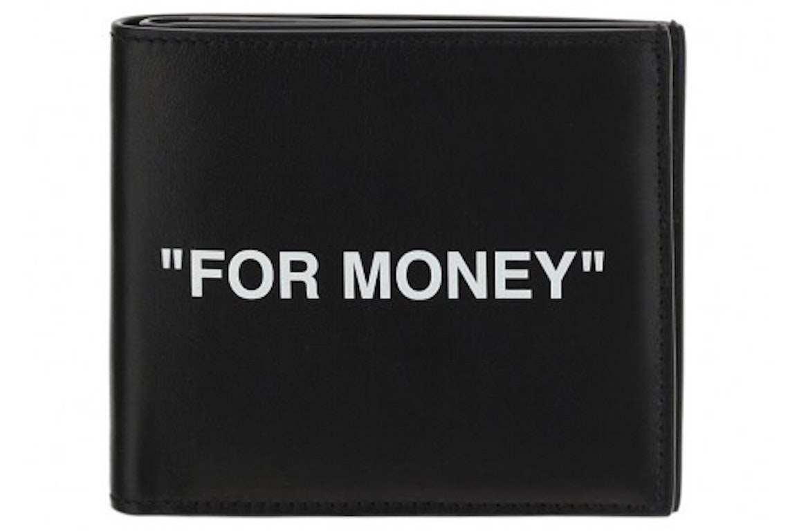 Pre-owned Off-white "for Money" Printed Bi-fold Wallet (8 Card Slots) Black