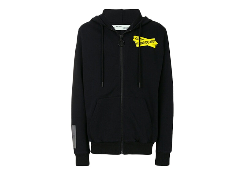 OFF-WHITE Firetape Arrow Zip Up Hoodie Black/Yellow