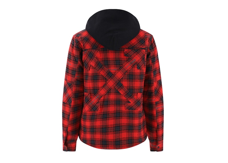 Off white sale plaid hooded jacket