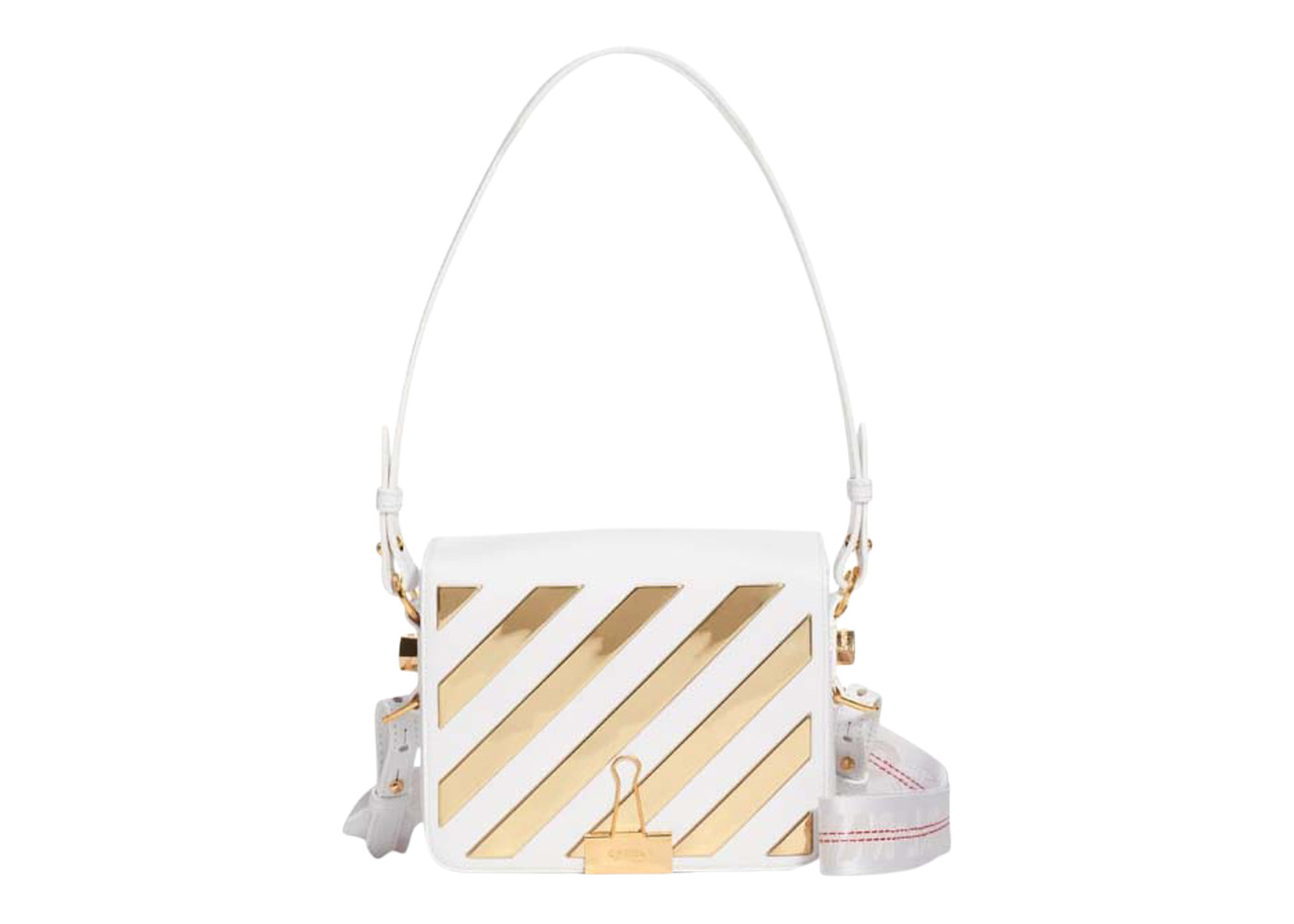 OFF-WHITE Flap Bag White/Gold in Leather with Gold-tone - US