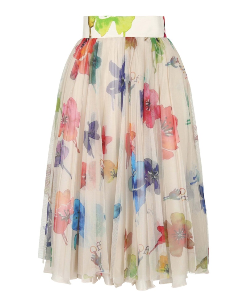 スカート Off-White Pleated midi skirt OFF-WHITE Floral Pleated Midi Skirt Sand/Multi - JP