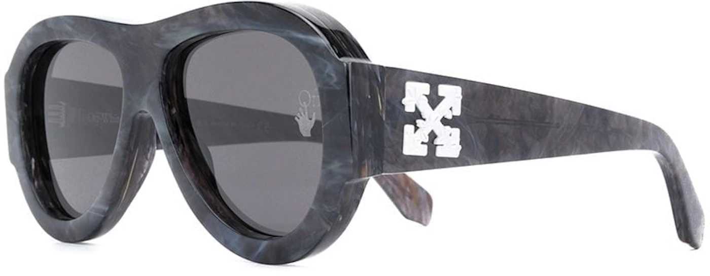 OFF-WHITE - SS21 Dark US Sunglasses Marble/White Frida Pilot - Grey (OWRI020F20PLA0010700)