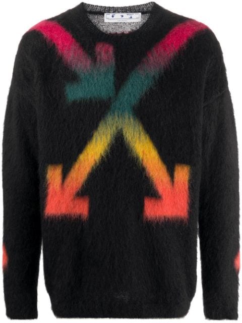 OFF-WHITE Fuzzy Arrows Knit Sweater Black/Rainbow - FW20 - US