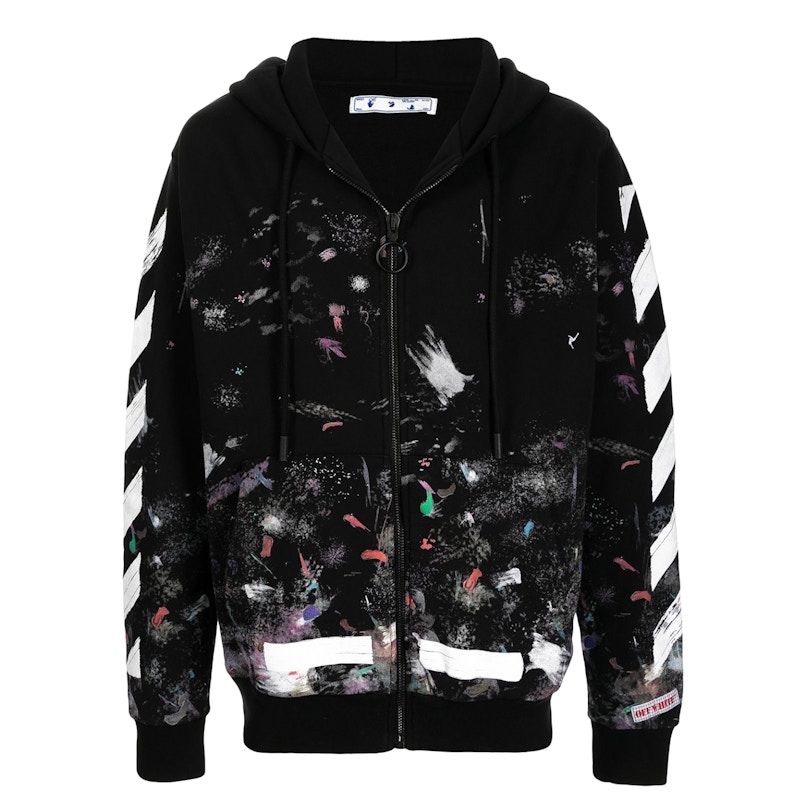 OFF WHITE Galaxy Brushed Zip Up Hoodie Black