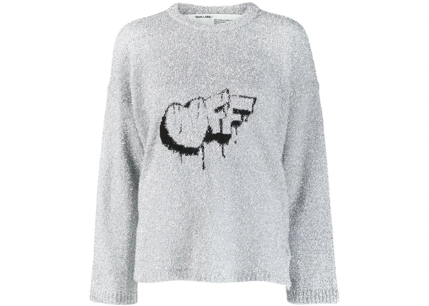 OFF-WHITE Graffiti Logo Metallic Sweater Silver - US
