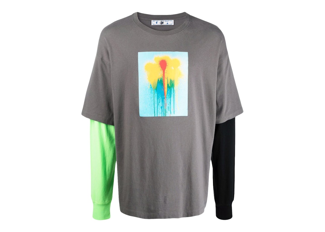 Pre-owned Off-white Graphic Print Layered Longsleeve Shirt Grey/multi