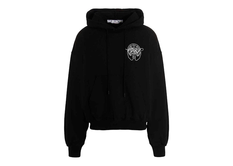 Off White Hand Arrow Design Boxy Fit Purple Oversized Hoodie