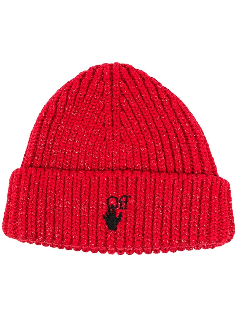 off white beanie red