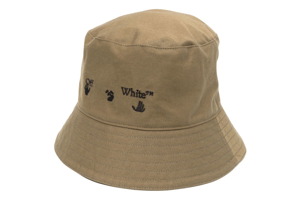 Pre-owned Off-white Hands Off Embroidered Bucket Hat Olive Green/black