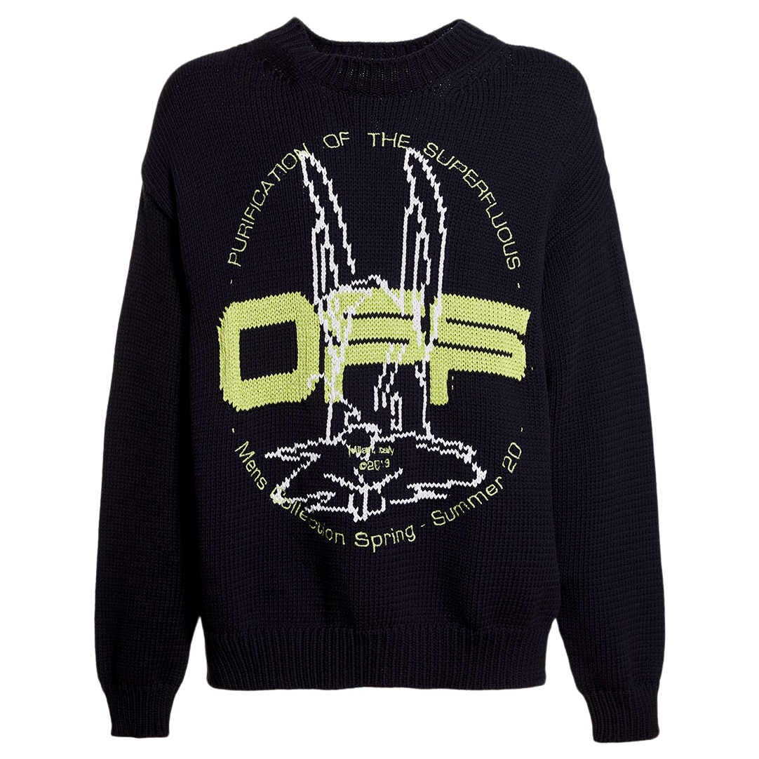 OFF-WHITE Harry The Bunny Knit Sweater Black/Brilliant Green Men's 