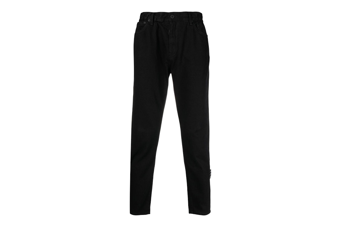 Pre-owned Off-white High Rise Cropped Straight Leg Jeans Black