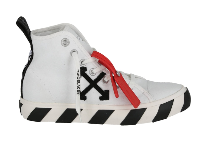 OFF-WHITE High-Top Vulcanized Canvas Sneaker White Black Men's