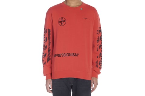 OFF-WHITE Impressionism' Diag Stencil Sweatshirt Red/Black Men's
