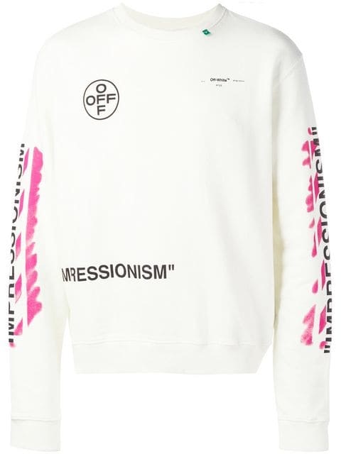 spids tidligere Åben OFF-WHITE Impressionism' Diag Stencil Sweatshirt White/Pink/Black - SS19 -  FR