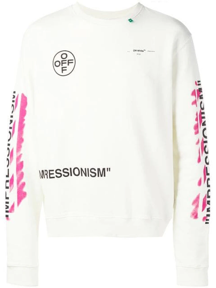 OFF-WHITE Impressionism' Diag Stencil Sweatshirt White/Pink/Black - SS19 - US