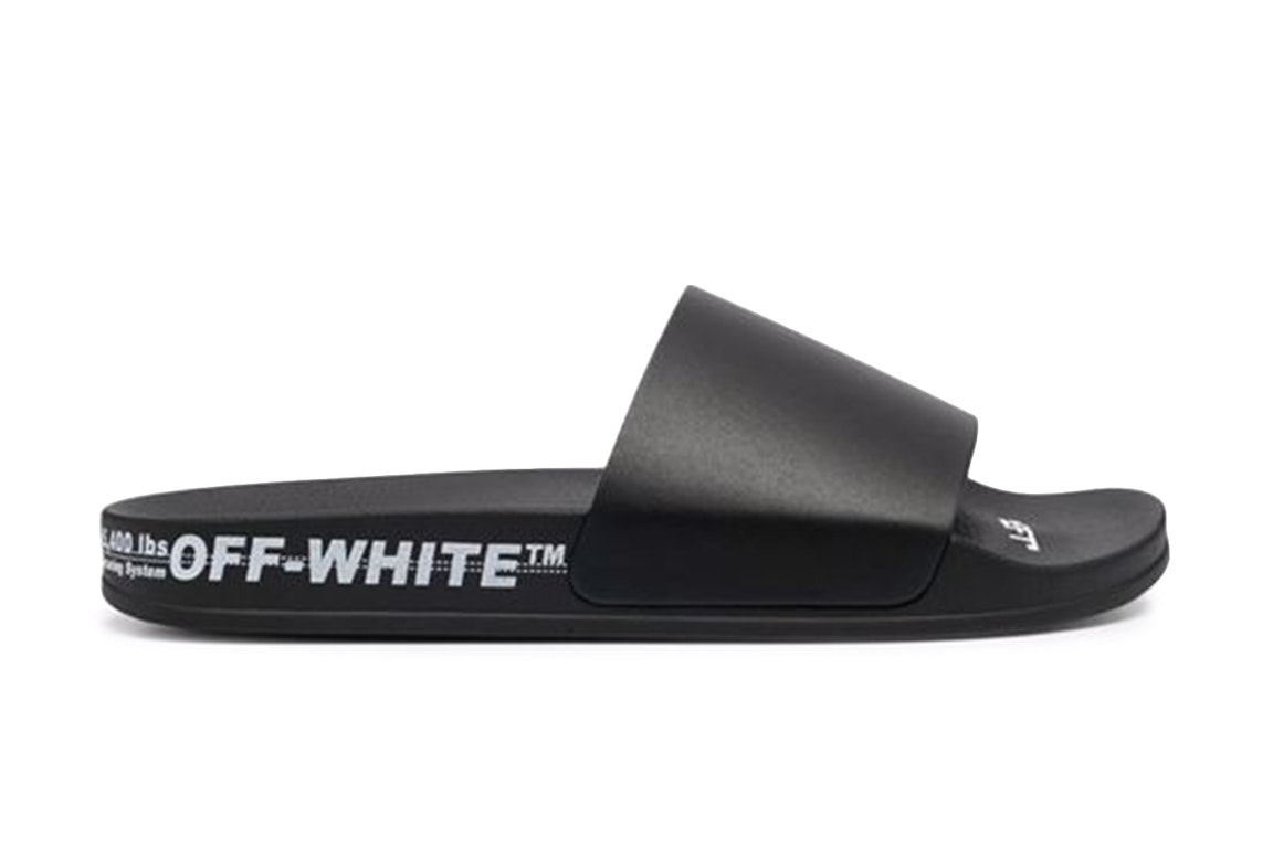 Pre-owned Off-white Industrial Belt Slides Black White In Black/white