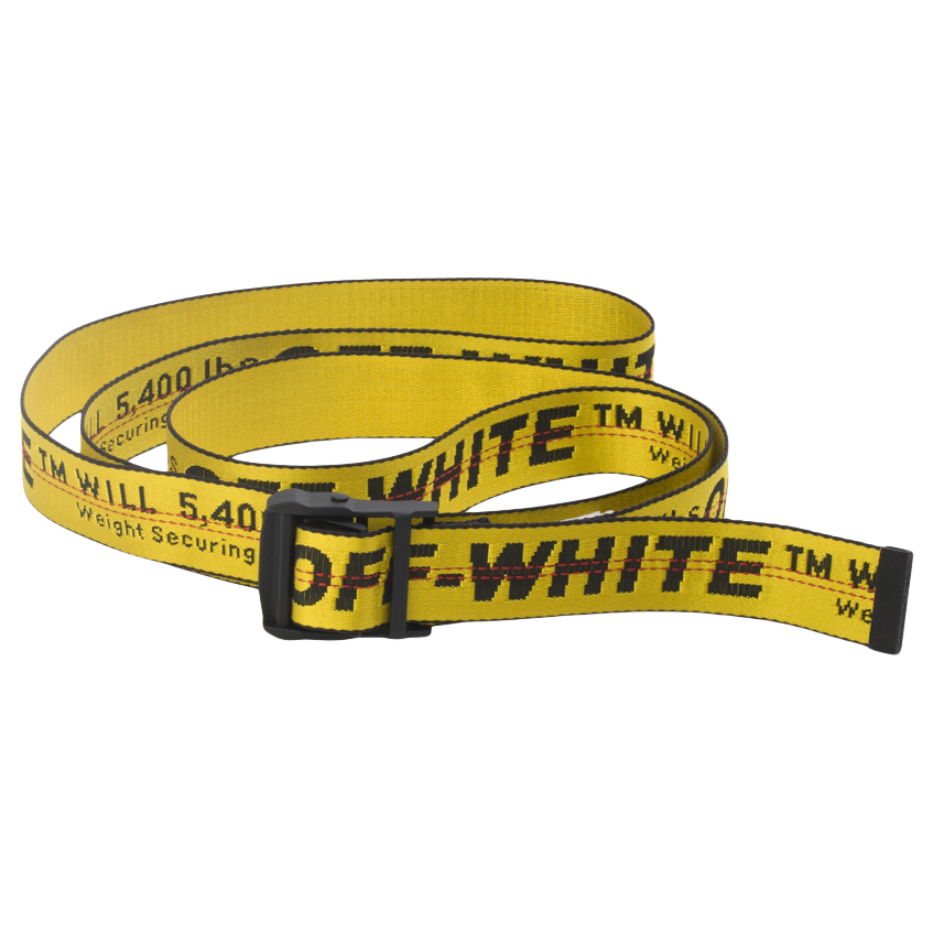 Off White Tie Down Yellow Nylon Cotton Big IRON Head Industrial Belt 120cm-200CM
