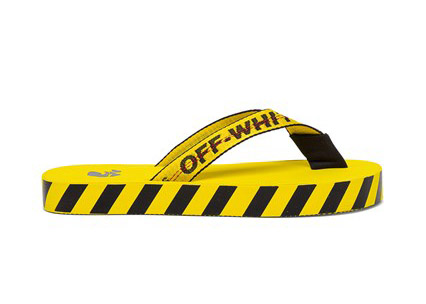 off white flip flops yellow