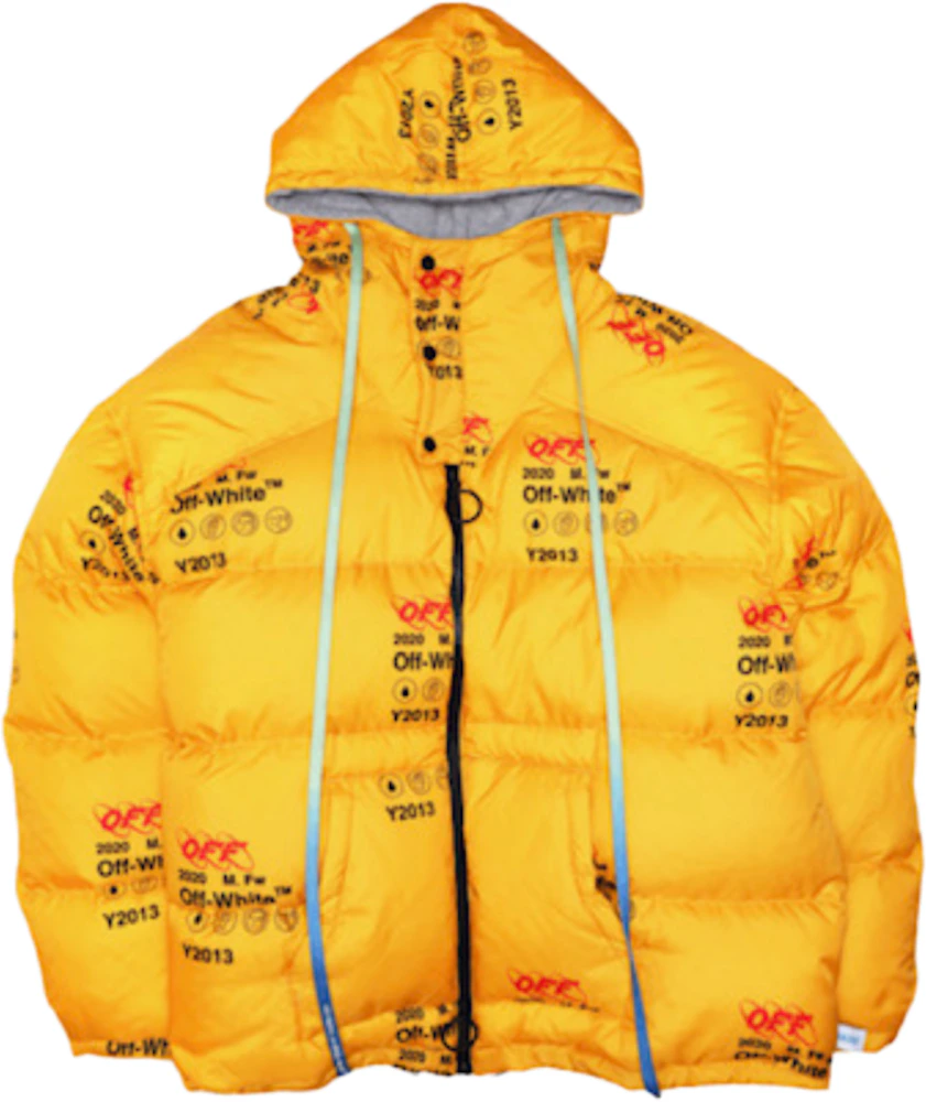 OFF-WHITE Industrial Zipped Puffer Jacket Yellow Men's - FW20 - GB