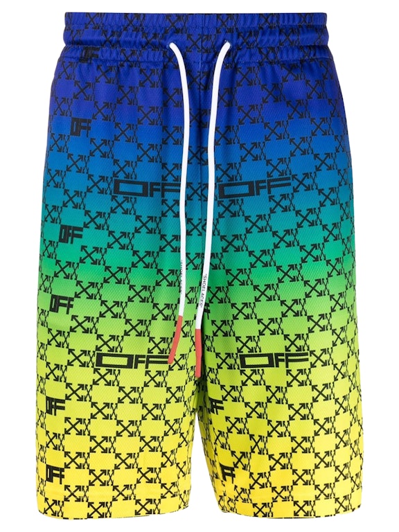 Pre-owned Off-white Iridescent All Over Arrows Monogram Shorts Blue/yellow/black