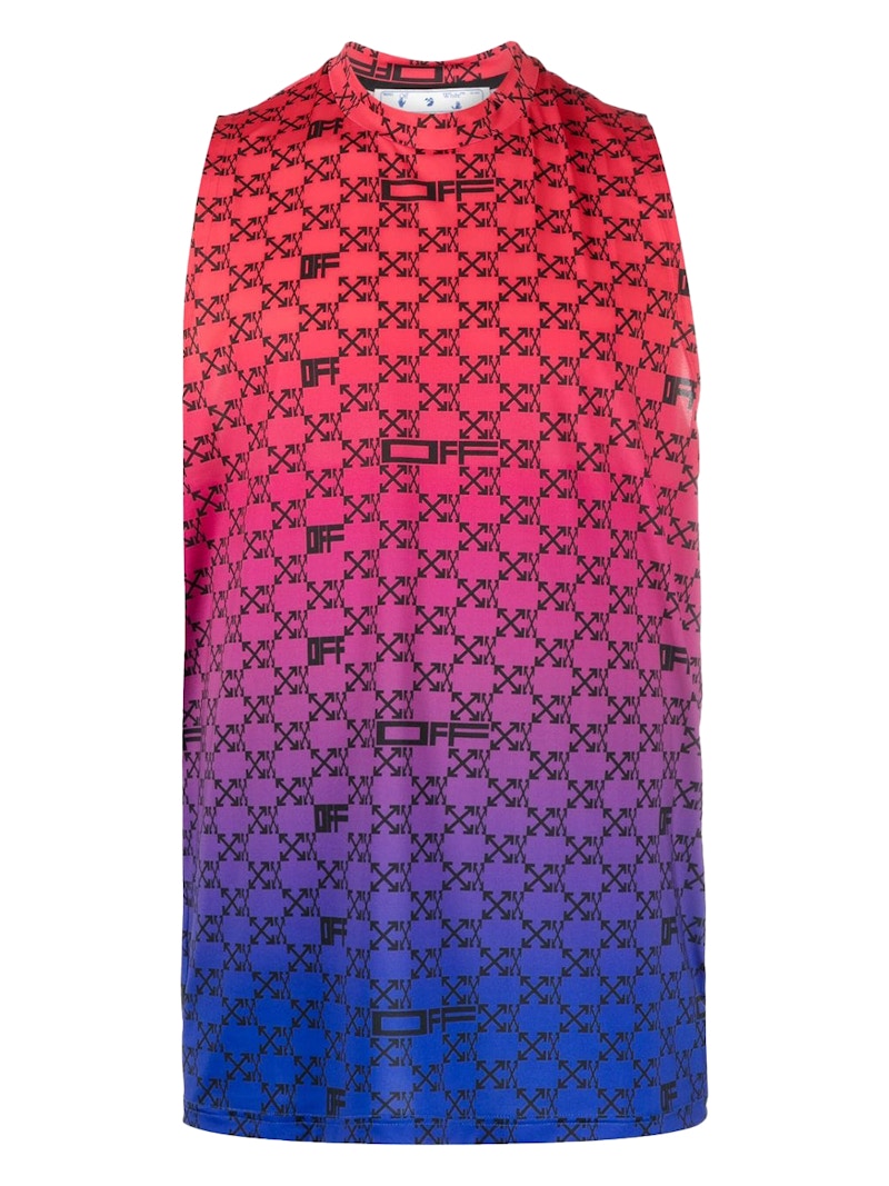 OFF-WHITE Iridescent Gradient All Over Arrows Monogram Tank Top Red/Blue/Black