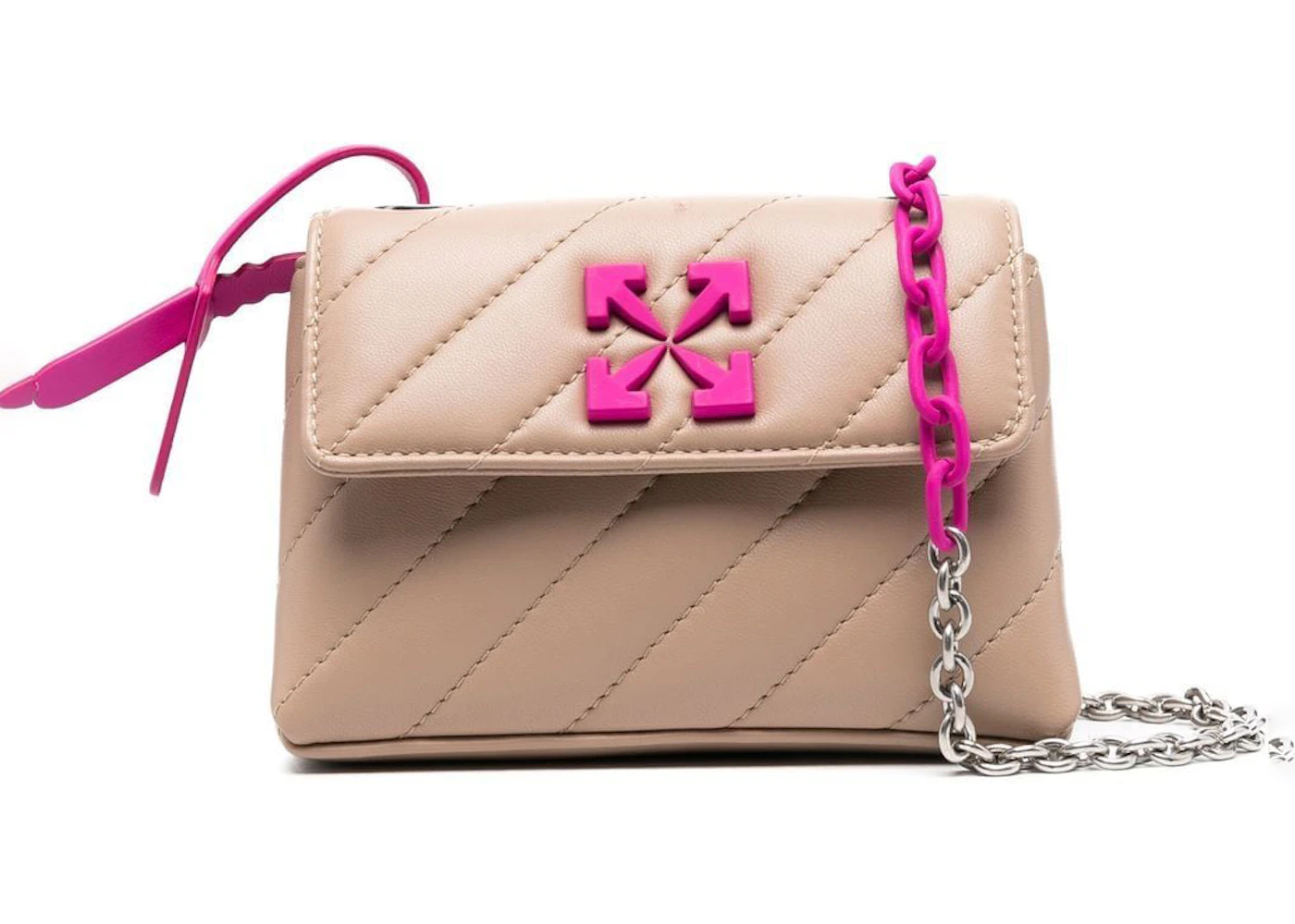 OFF-WHITE Jackhammer 17 Crossbody Bag Sand Beige/Pink in Lambskin