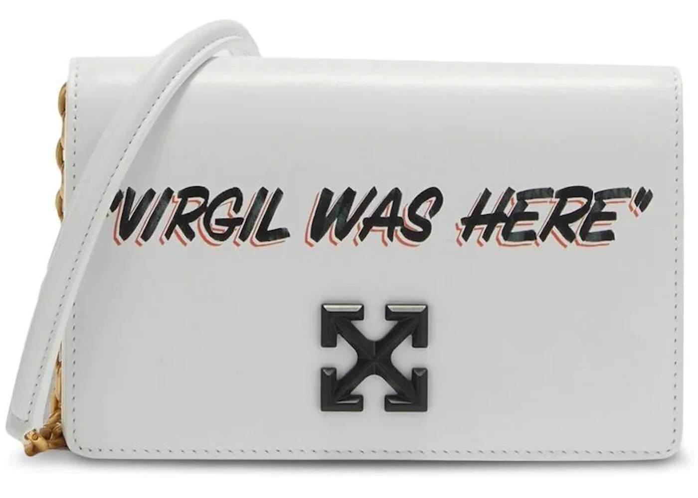 OFF-WHITE Jitney 0.5 Crossbody Bag White in Lambskin Leather with