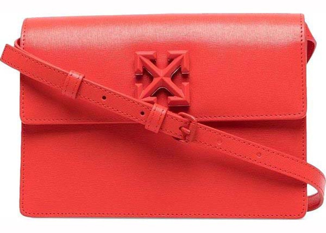 Pre-owned Off-white Jitney 2.0 Saffiano Shoulder Bag Red