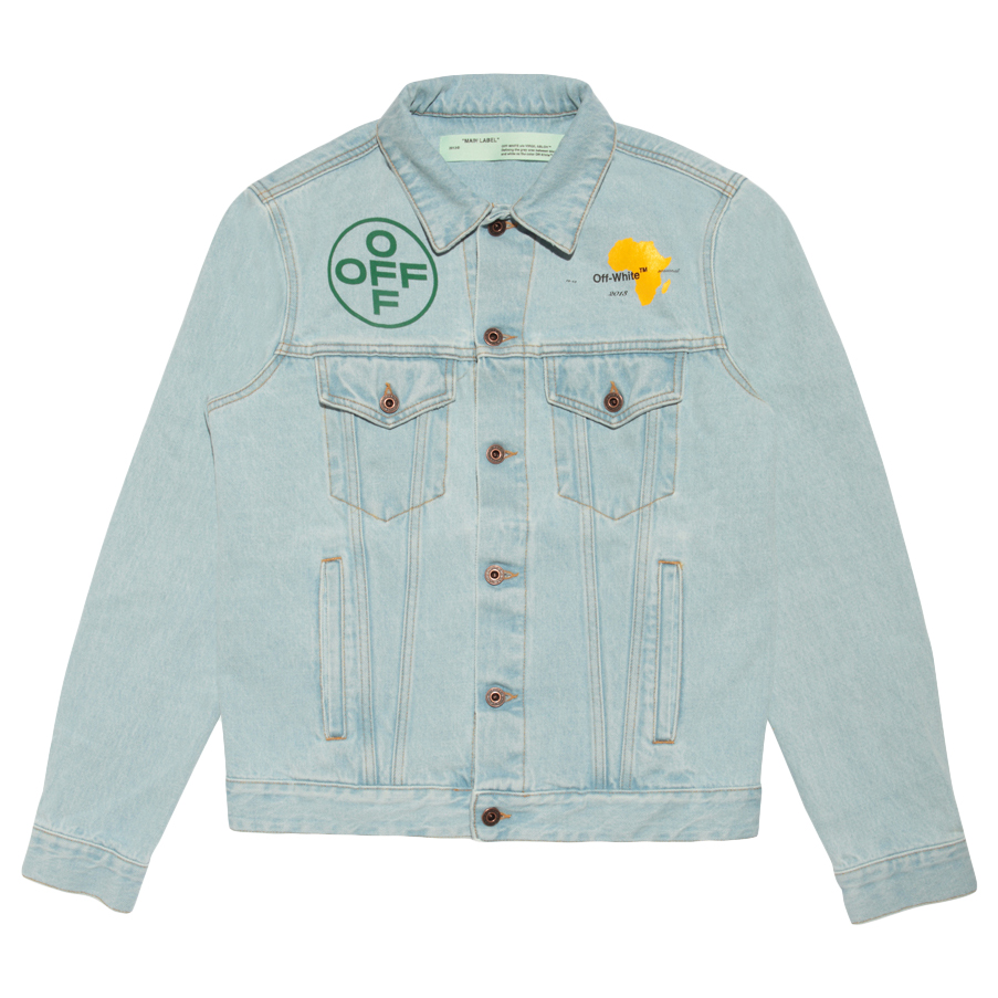 off white green denim jacket