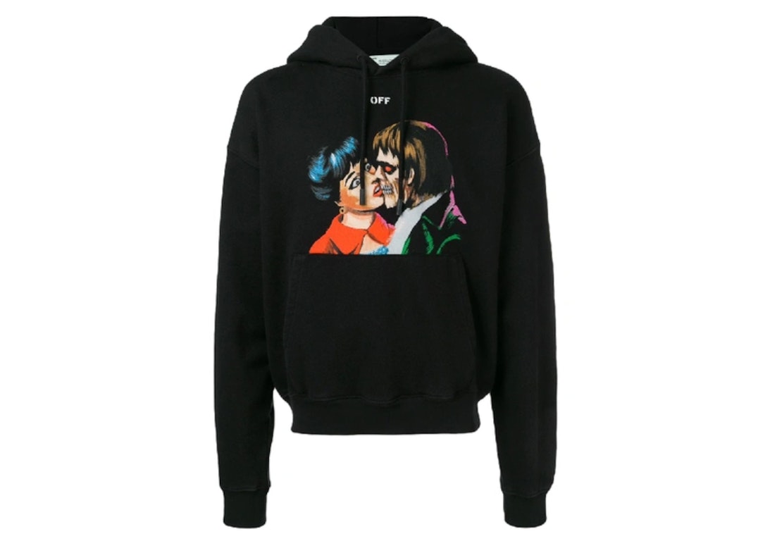 Pre-owned Off-white Kiss Over Printed Hoodie Black