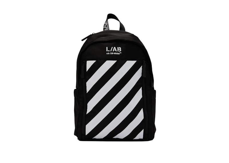 OFF-WHITE L/AB Diagonal Tab Backpack Black/White