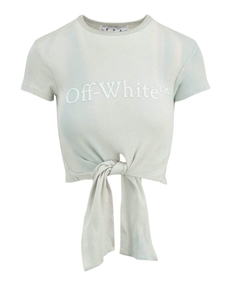 Pre-owned Off-white Women's Offwhite Laundry Ribbed Crop Top In Blue