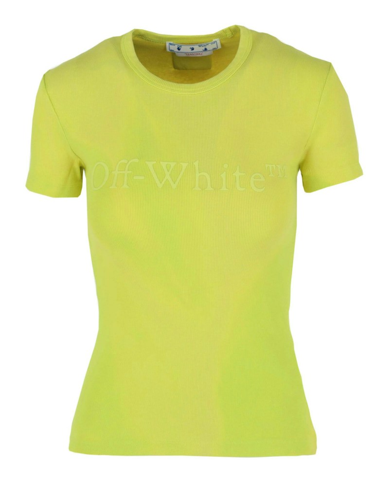 OFF-WHITE Laundry Ribbed Fitted T-Shirt Yellow