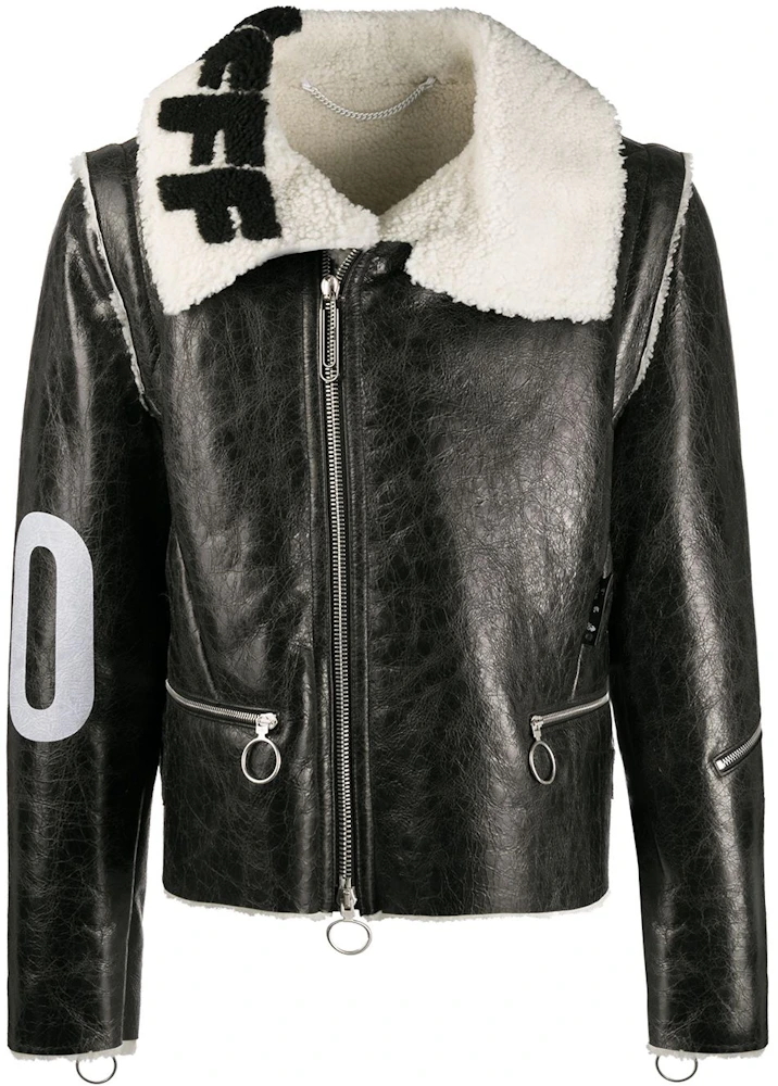 OFF-WHITE: leather jacket - Black