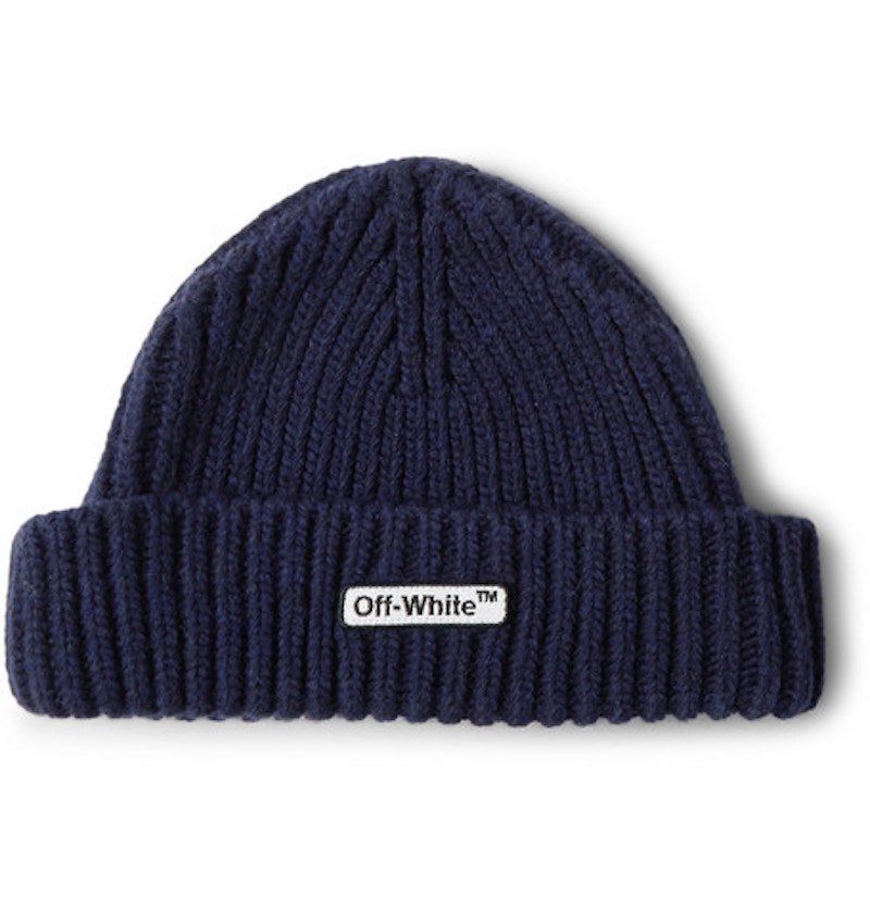 off white ribbed beanie