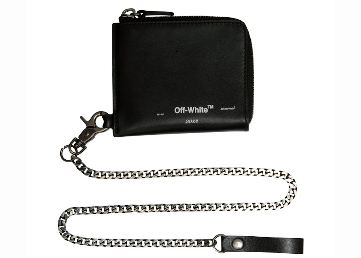 OFF-WHITE Calfskin Jitney Logo Flap Wallet On Chain Black 1259668