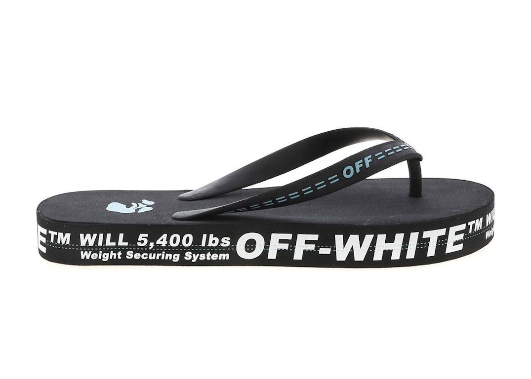 Pre-owned Off-white Logo Flip Flop Black White In Black/white