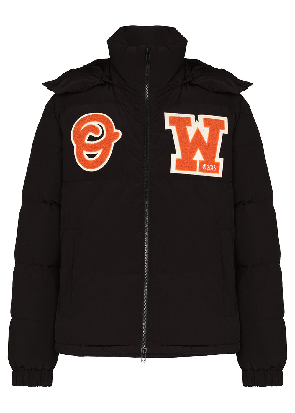 OFF-WHITE Logo Patch Puffer Jacket Black/Orange Men's - SS22 - US