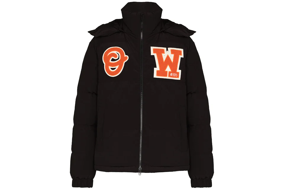 OFF-WHITE Logo Patch Puffer Jacket Black/Orange