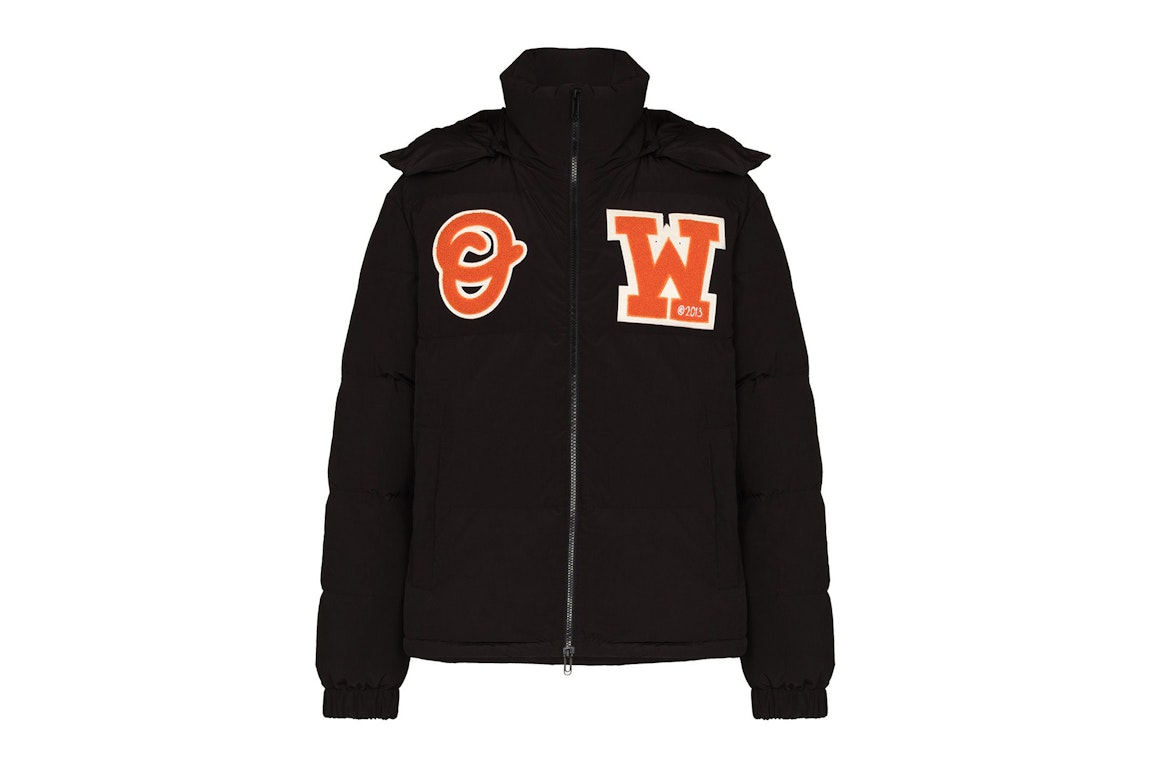 Pre-owned Off-white Logo Patch Puffer Jacket Black/orange