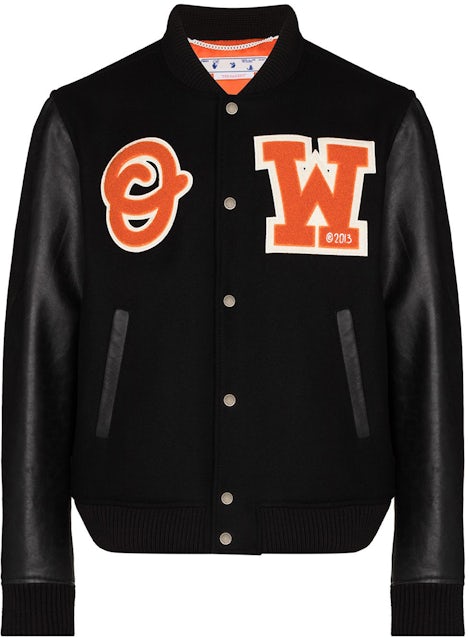 Off-White Men's Leather Logo Varsity Jacket