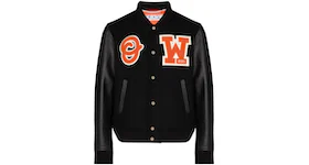OFF-WHITE Logo Patch Varsity Jacket Black/Orange