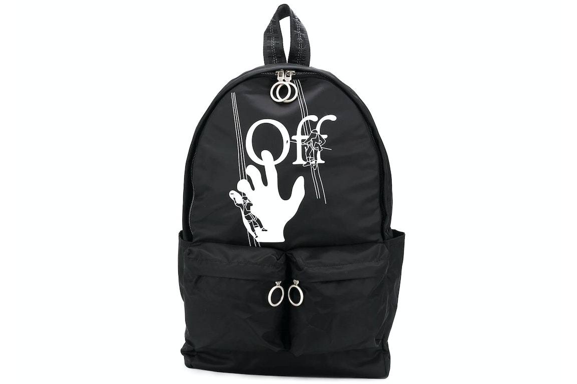 Pre-owned Off-white Logo Print Backpack Black
