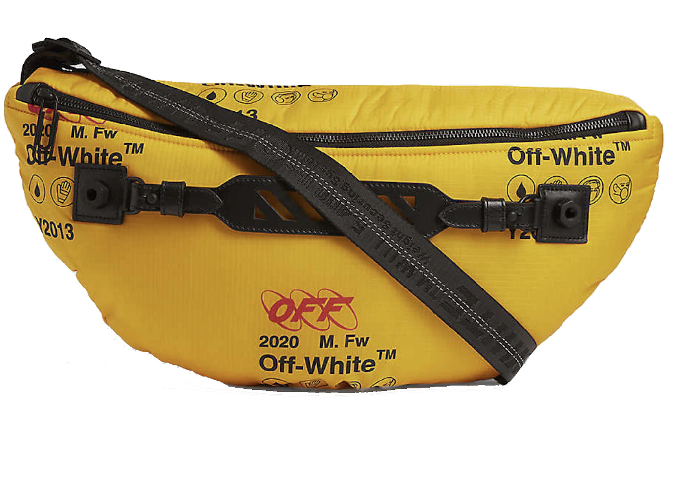 OFF WHITE Logo Print Belt Bag Industrial Strap Yellow in Nylon