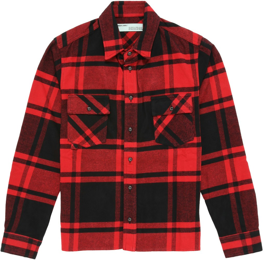 OFF-WHITE Logo Print Checkered Flannel Overshirt Red/Black SS19