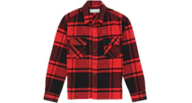 OFF-WHITE Logo Print Checkered Flannel Overshirt Red/Black