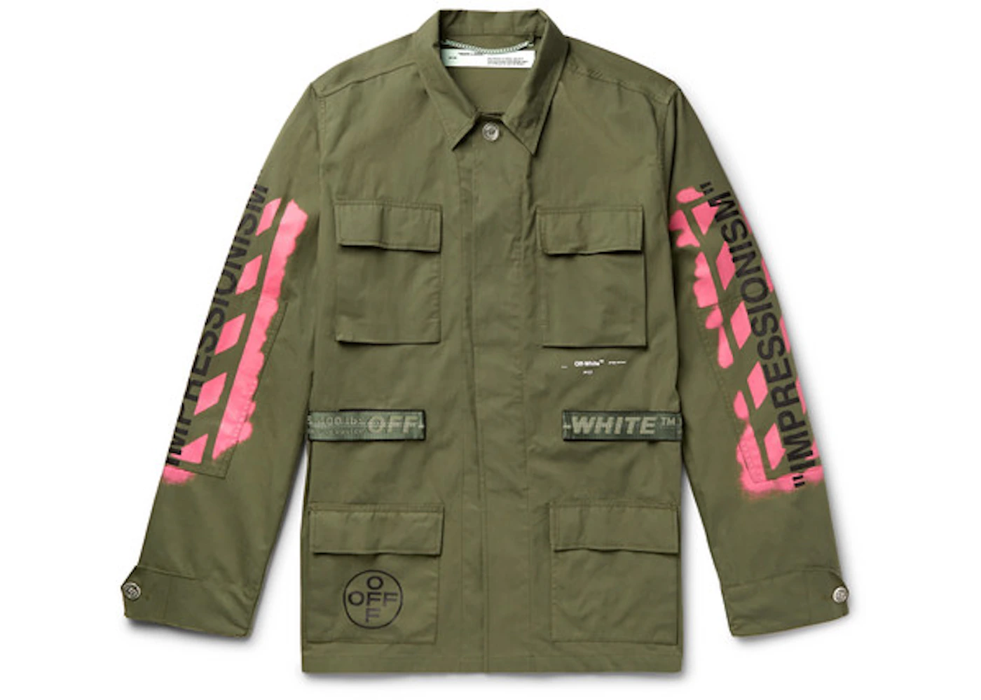 Off White Logo Print Military Field Jacket Green Ss19 Off White Logo Print Military Field Jacket Green Ss19