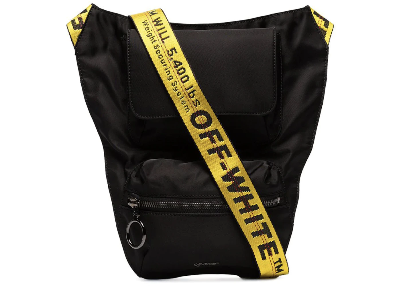 OFF WHITE Logo Strap Crossbody Bag Black in Nylon with Ruthenium