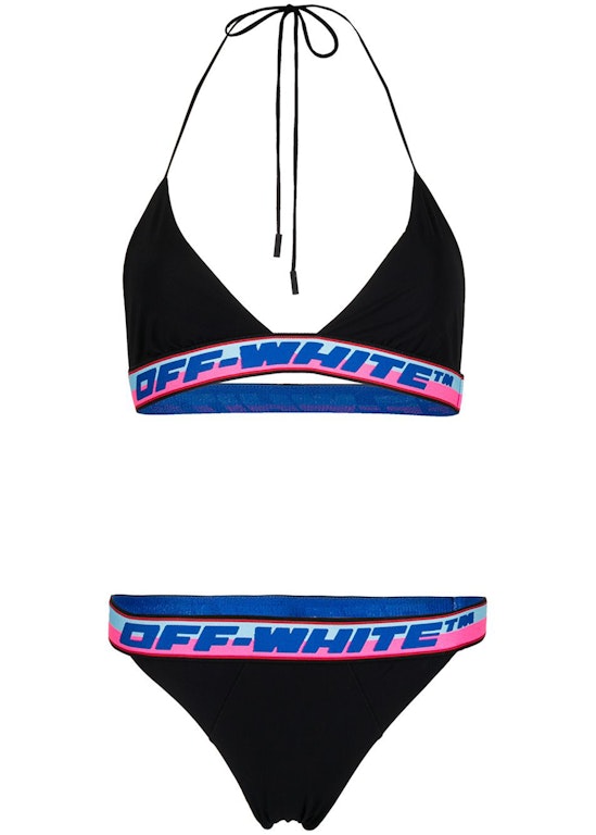 Pre-owned Off-white Logo-tape Bikini Black Blue Pink