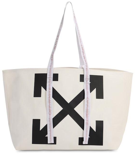 OFF-WHITE Logo Tote Canvas White in Canvas with Silver-tone - US